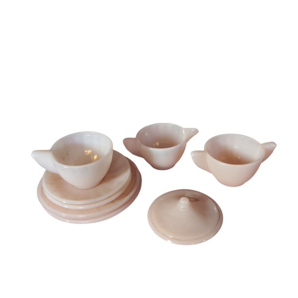 Light Pink Akron Agate vintage childrens dishes
